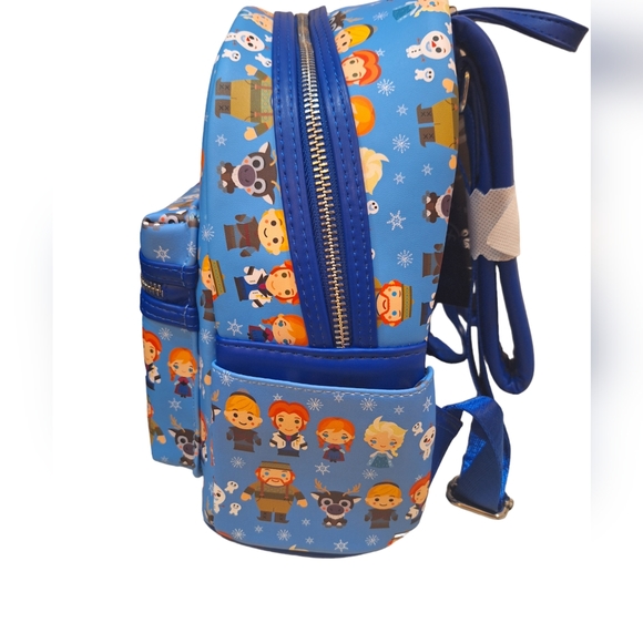 Disney Loungefly Hard Tag Blue FROZEN Elsa Anna Olaf Chibi Mini Backpack NEW main image 9